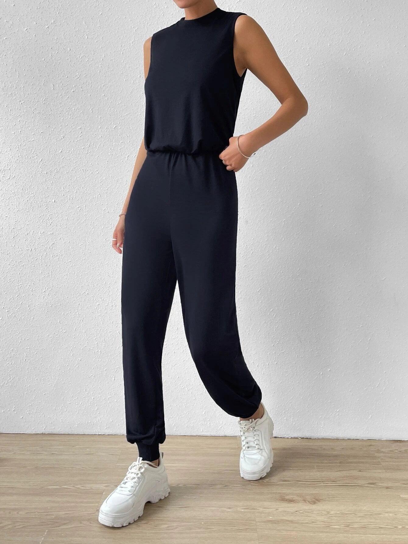 Mock Neck Jumpsuit-Comfy Jumpsuits