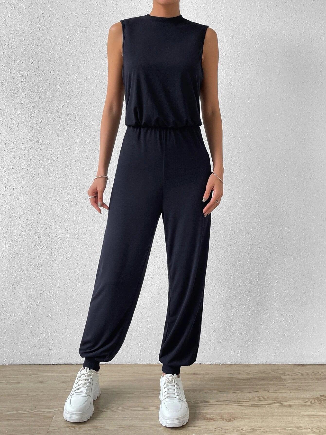 Mock Neck Jumpsuit-Comfy Jumpsuits