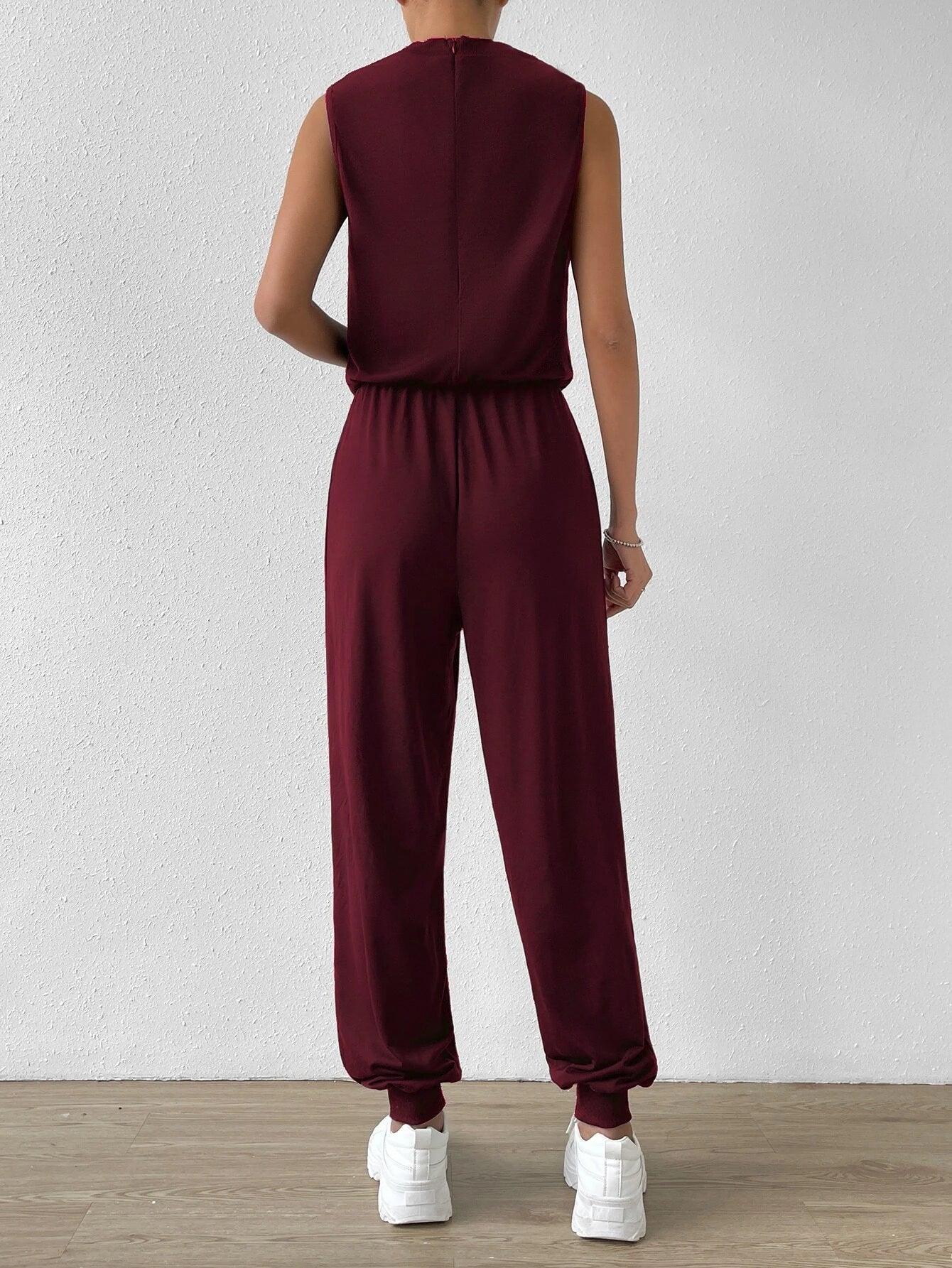 Mock Neck Tank Jumpsuit-Comfy Jumpsuits