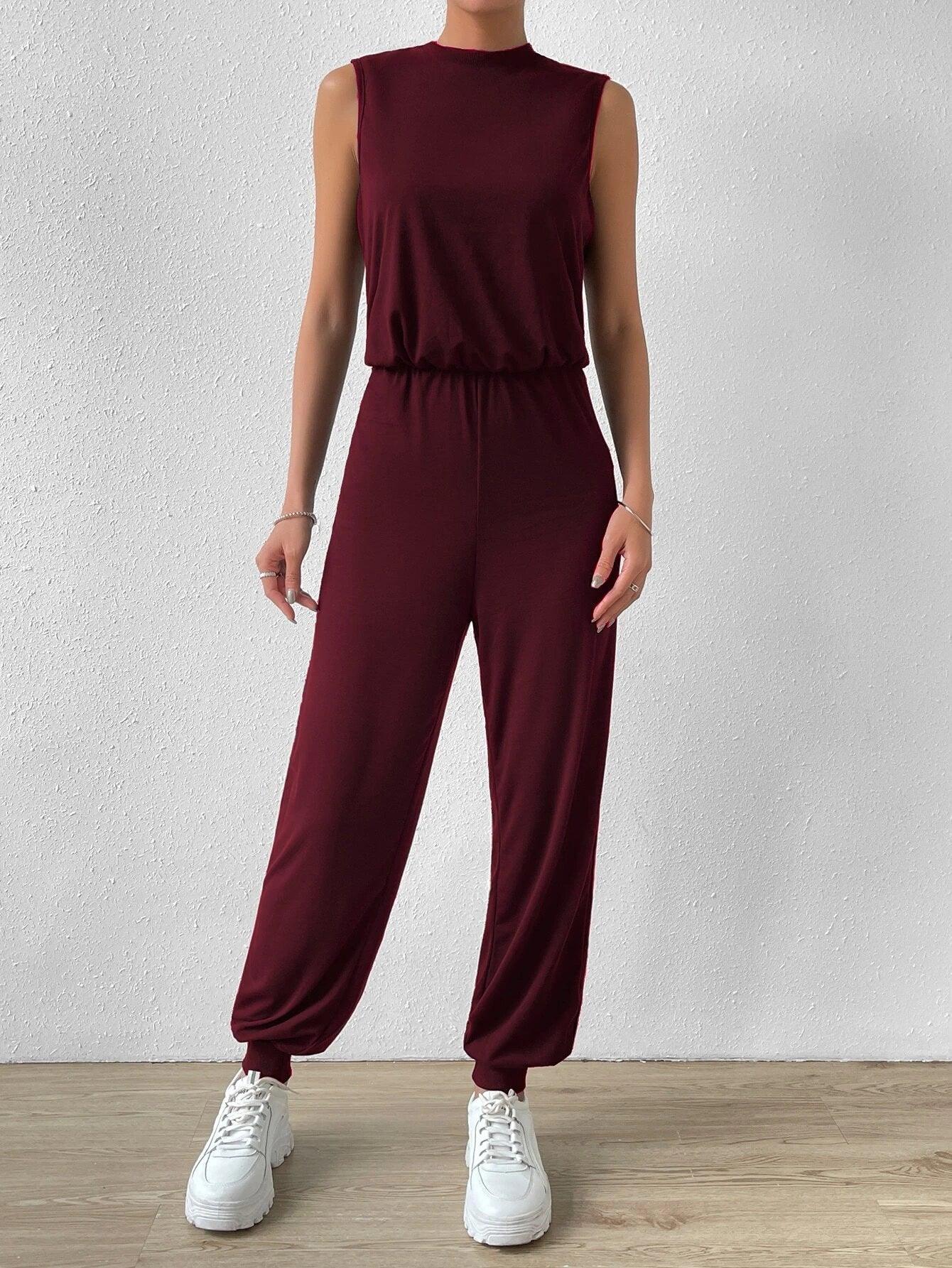 Mock Neck Jumpsuit-Comfy Jumpsuits
