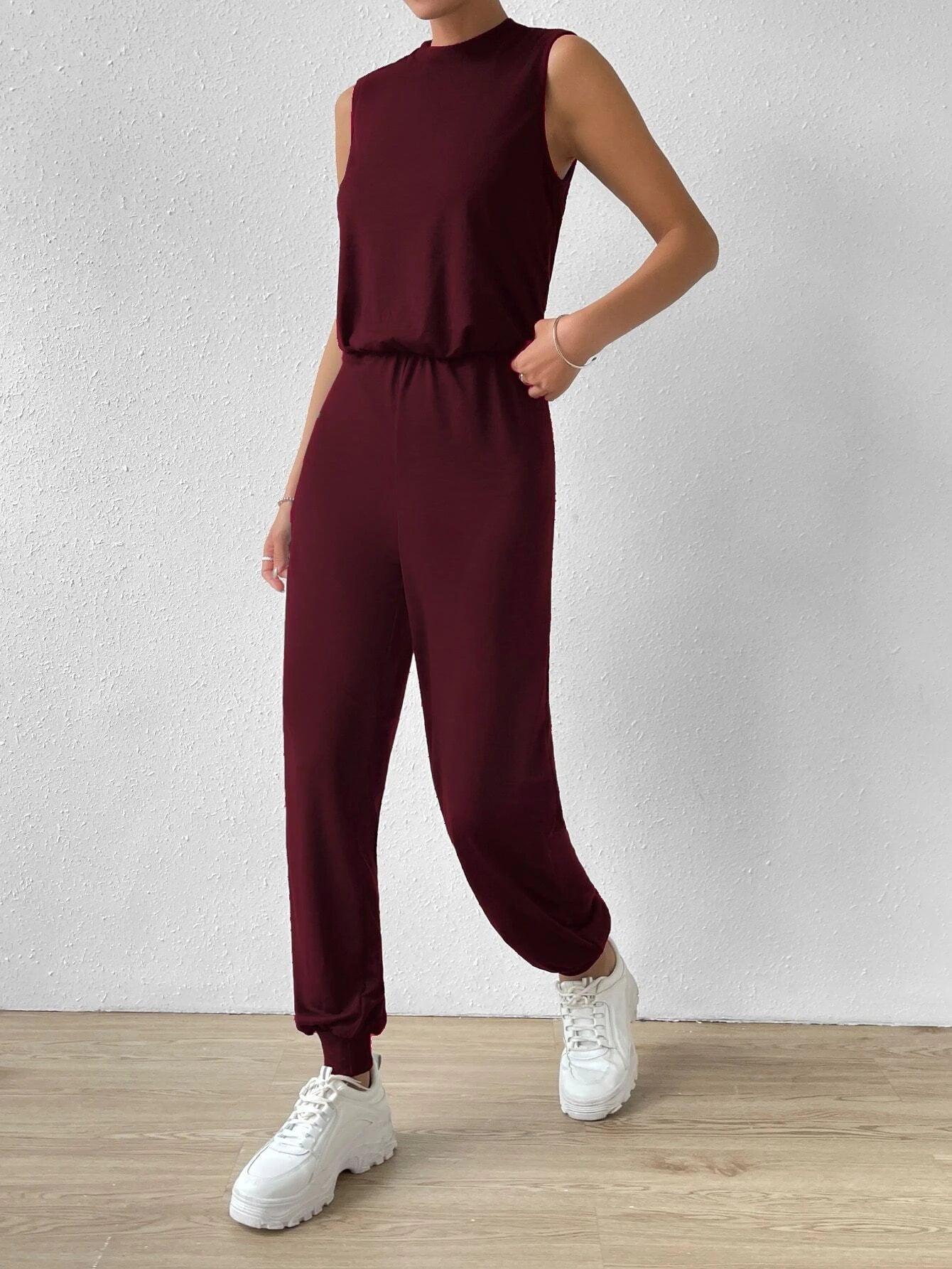 Mock Neck Jumpsuit-Comfy Jumpsuits