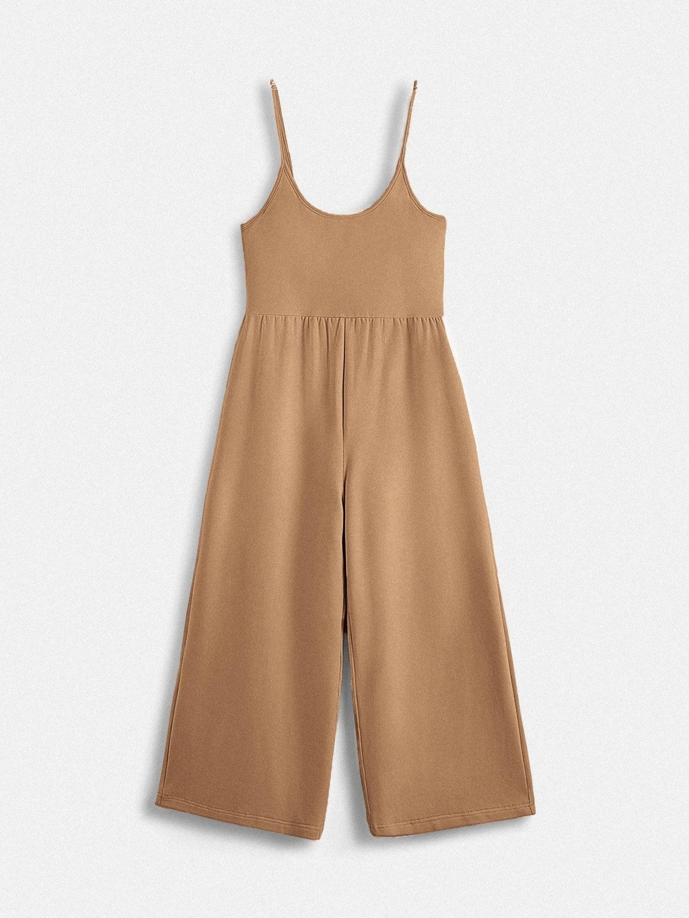 Cotton Solid Coloured Cami Jumpsuit-Comfy Jumpsuits