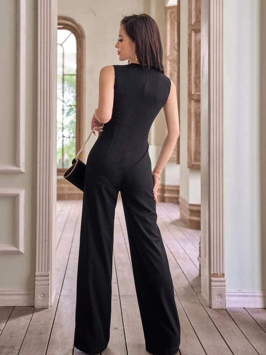 Solid Sleeveless Jumpsuit-Comfy Jumpsuits
