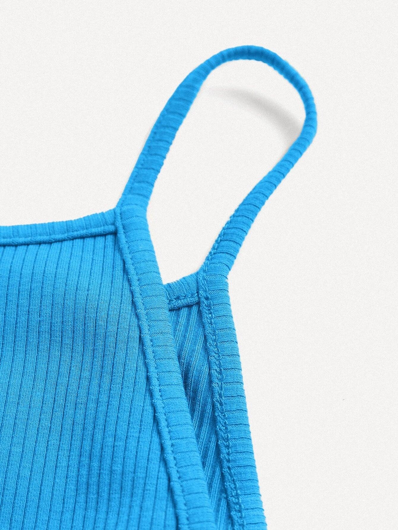 Cotton Halter Neck Ribbed Knit Bodysuit-Comfy Jumpsuits