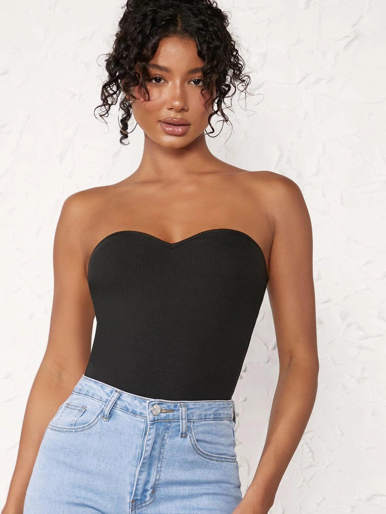 Solid Colored Tube Bodysuit-Comfy Jumpsuits