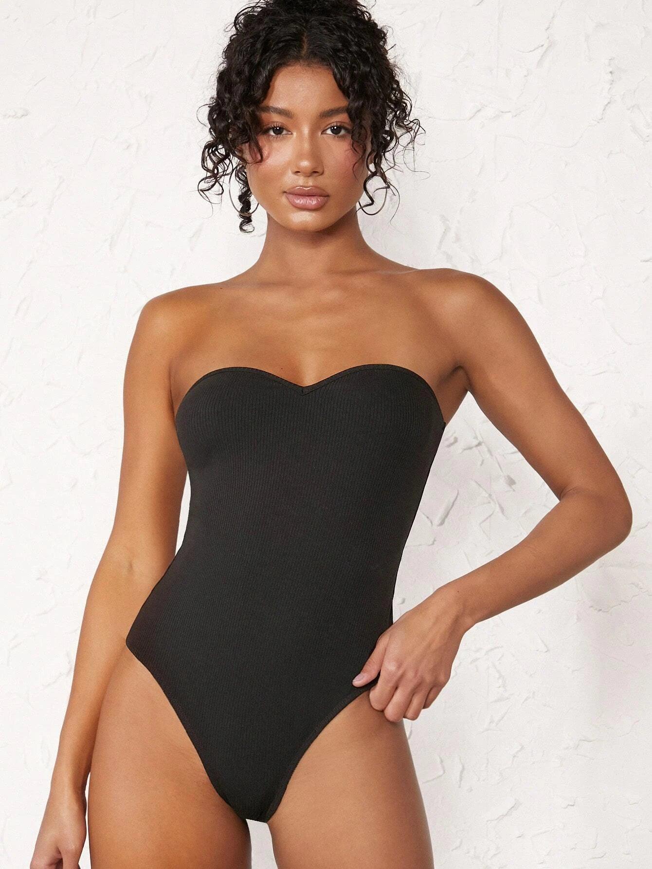 Solid Colored Tube Bodysuit-Comfy Jumpsuits