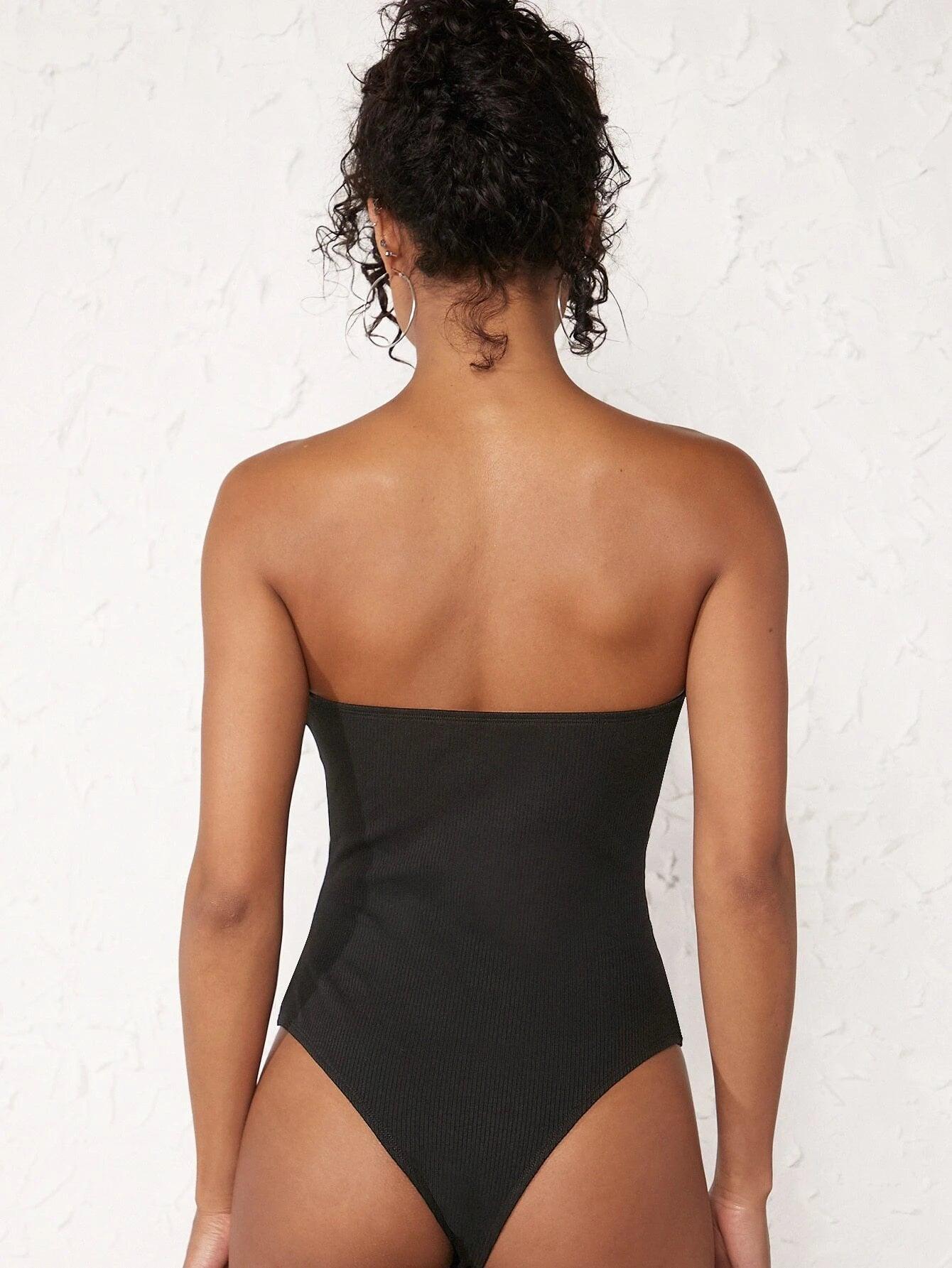 Solid Colored Tube Bodysuit-Comfy Jumpsuits