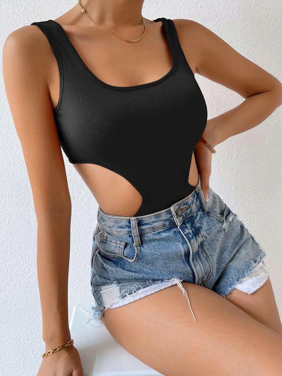 Scoop Neck Tank Bodysuit-Comfy Jumpsuits