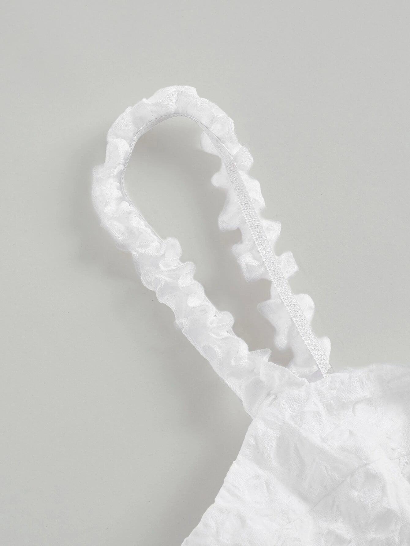 Bow Front Frill Trim Cami Romper-Comfy Jumpsuits