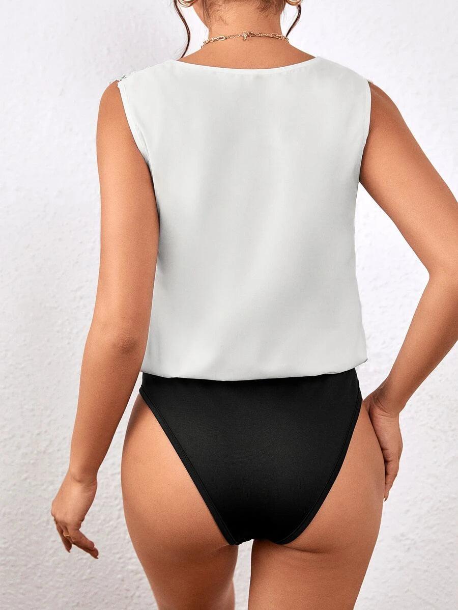 Solid Lace Bodysuit-Comfy Jumpsuits