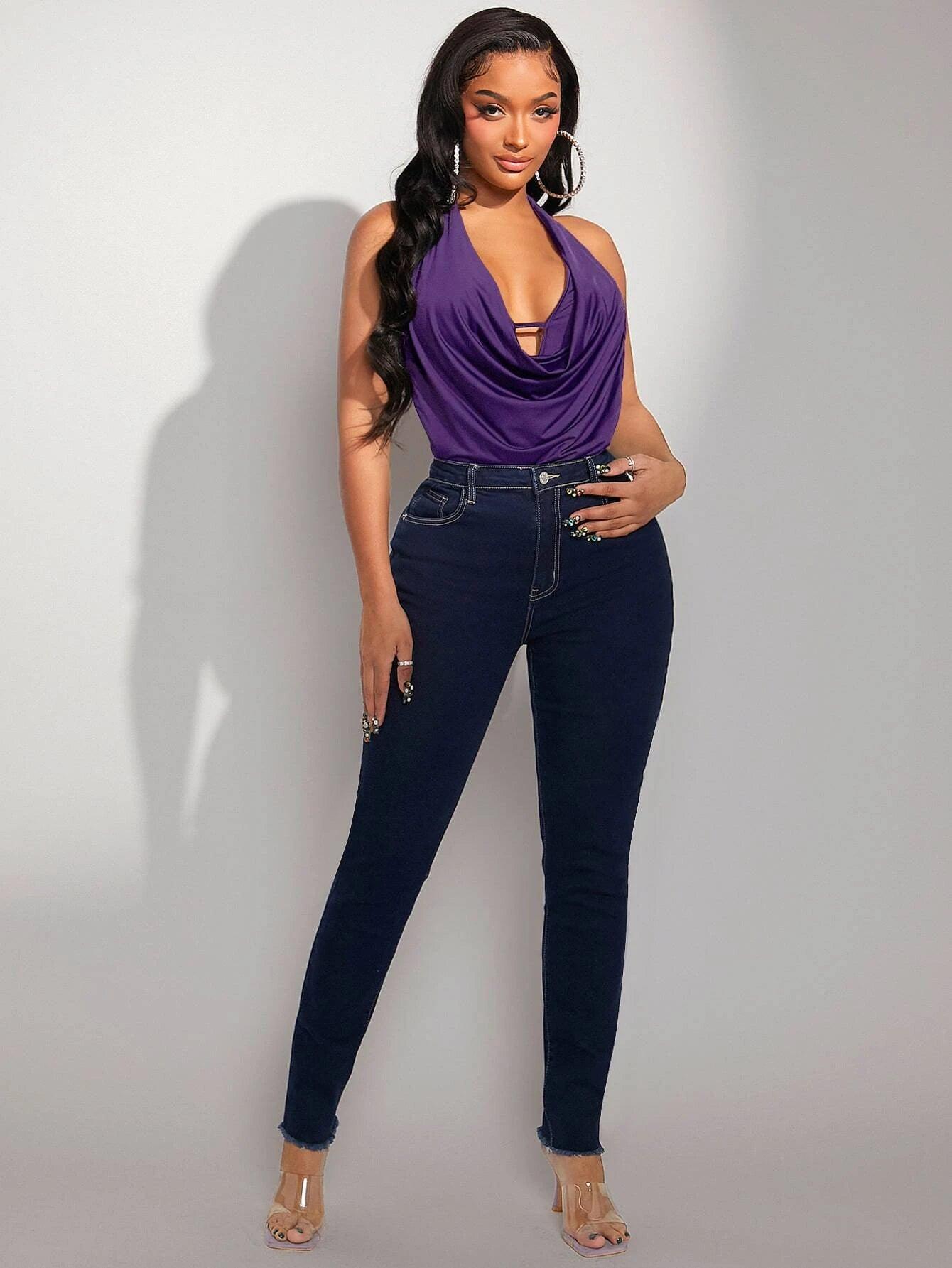 Sleeveless Halter Bodysuit-Comfy Jumpsuits