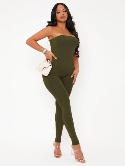 Sleeveless Tube Unitard Jumpsuit-Comfy Jumpsuits