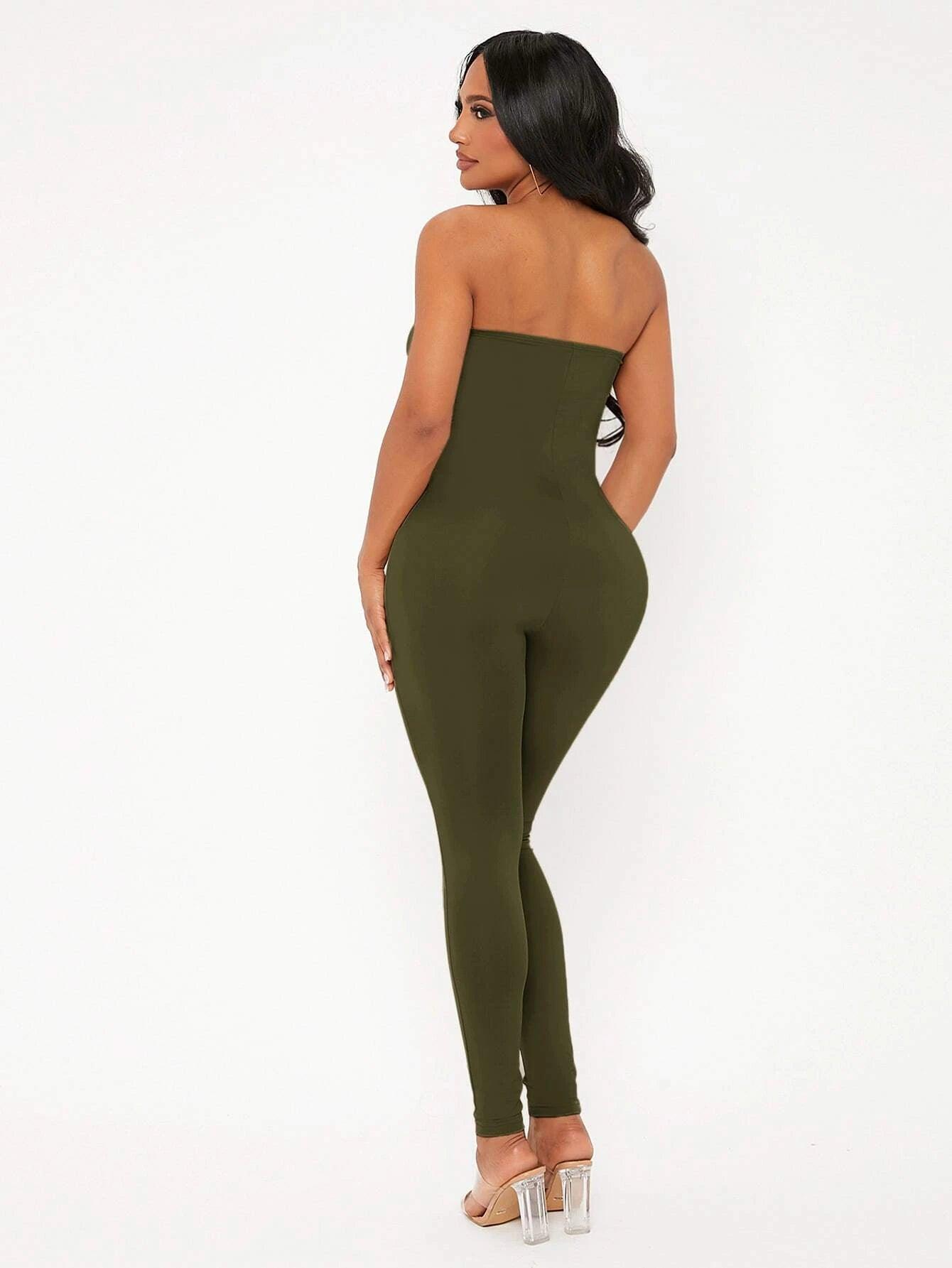 Solid Colored Long Tube Sleeveless Jumpsuit-Comfy Jumpsuits