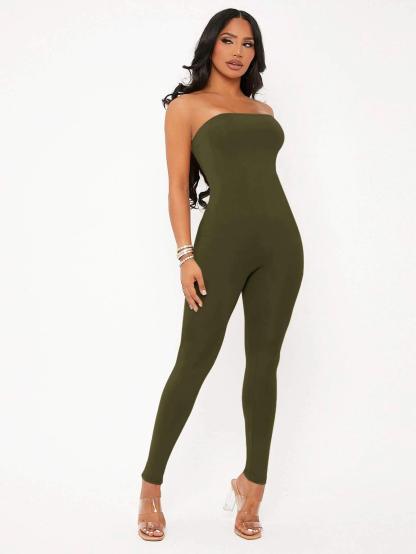 Sleeveless Tube Unitard Jumpsuit-Comfy Jumpsuits