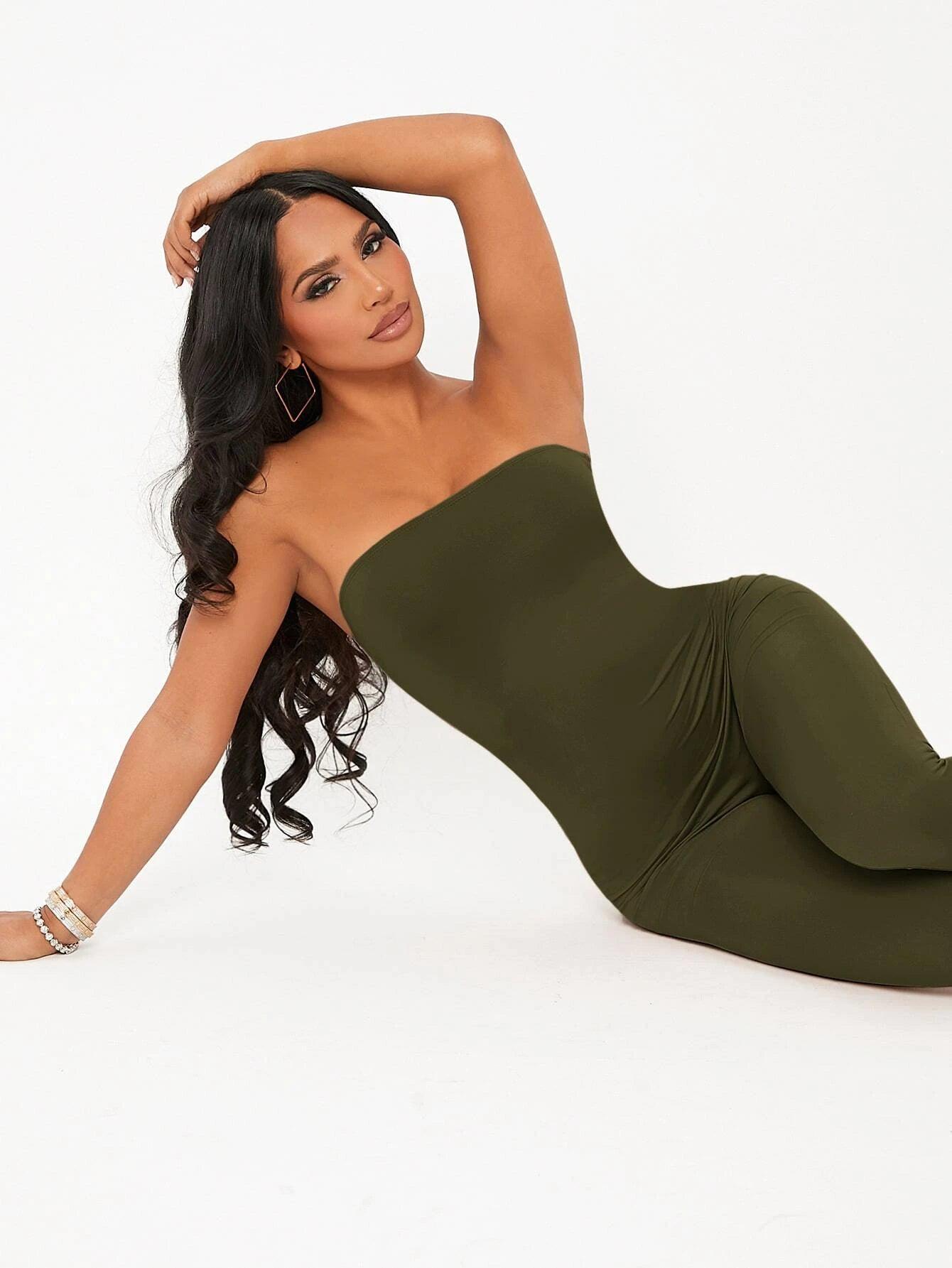 Solid Colored Long Tube Sleeveless Jumpsuit-Comfy Jumpsuits