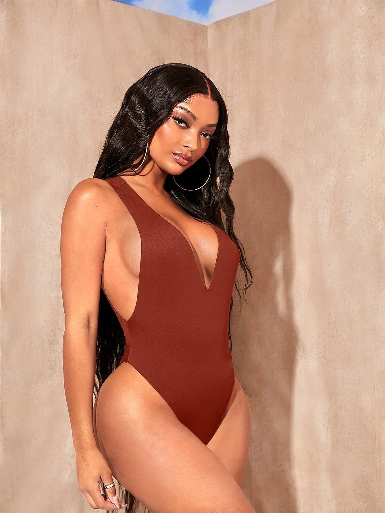 Plunging Neck Backless Tank-Comfy Jumpsuits