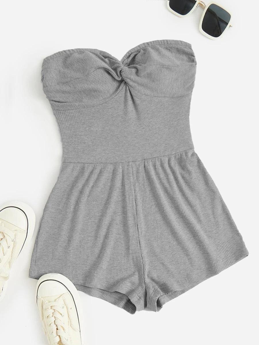 Twist Front Tube Romper-Comfy Jumpsuits