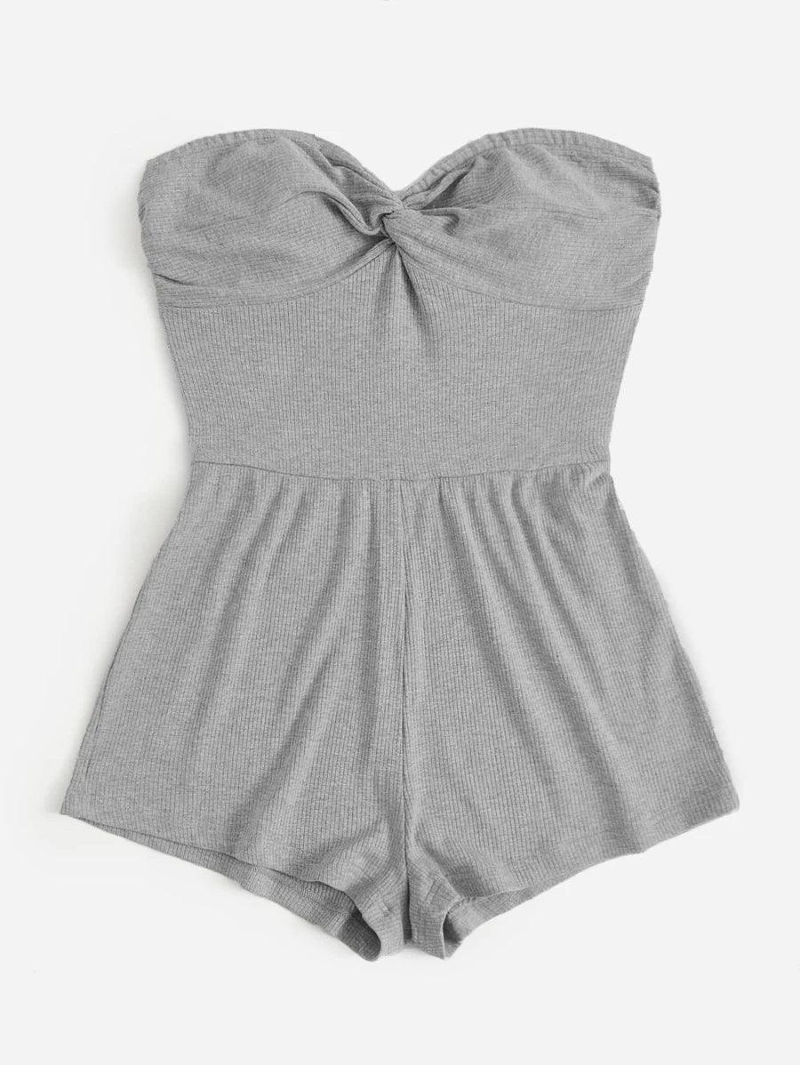 Twist Front Tube Romper-Comfy Jumpsuits