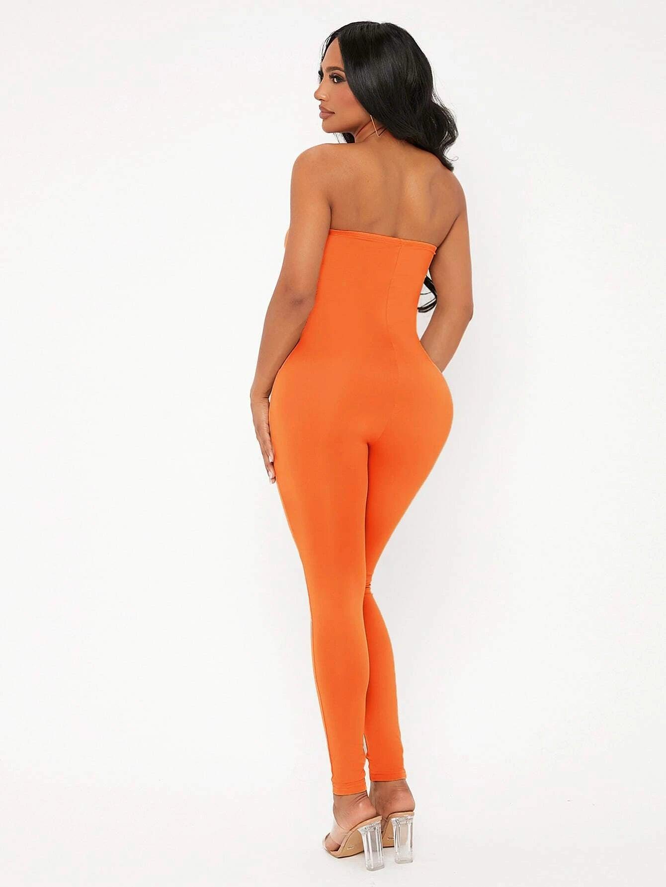 Solid Colored Long Tube Sleeveless Jumpsuit-Comfy Jumpsuits