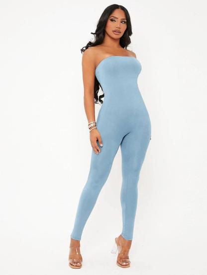 Sleeveless Tube Unitard Jumpsuit-Comfy Jumpsuits