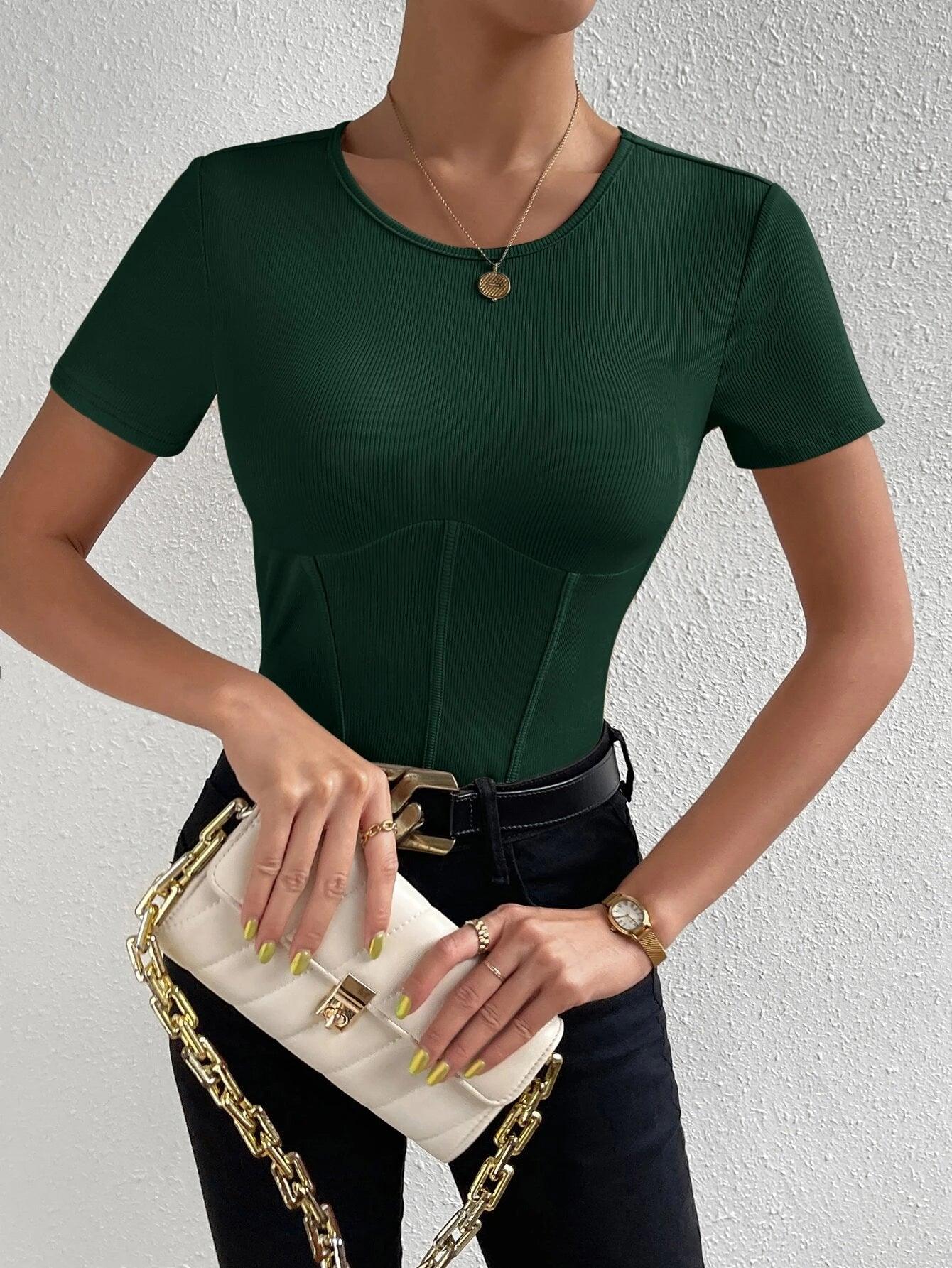 Solid Ribbed Knit Bodysuits-Comfy Jumpsuits