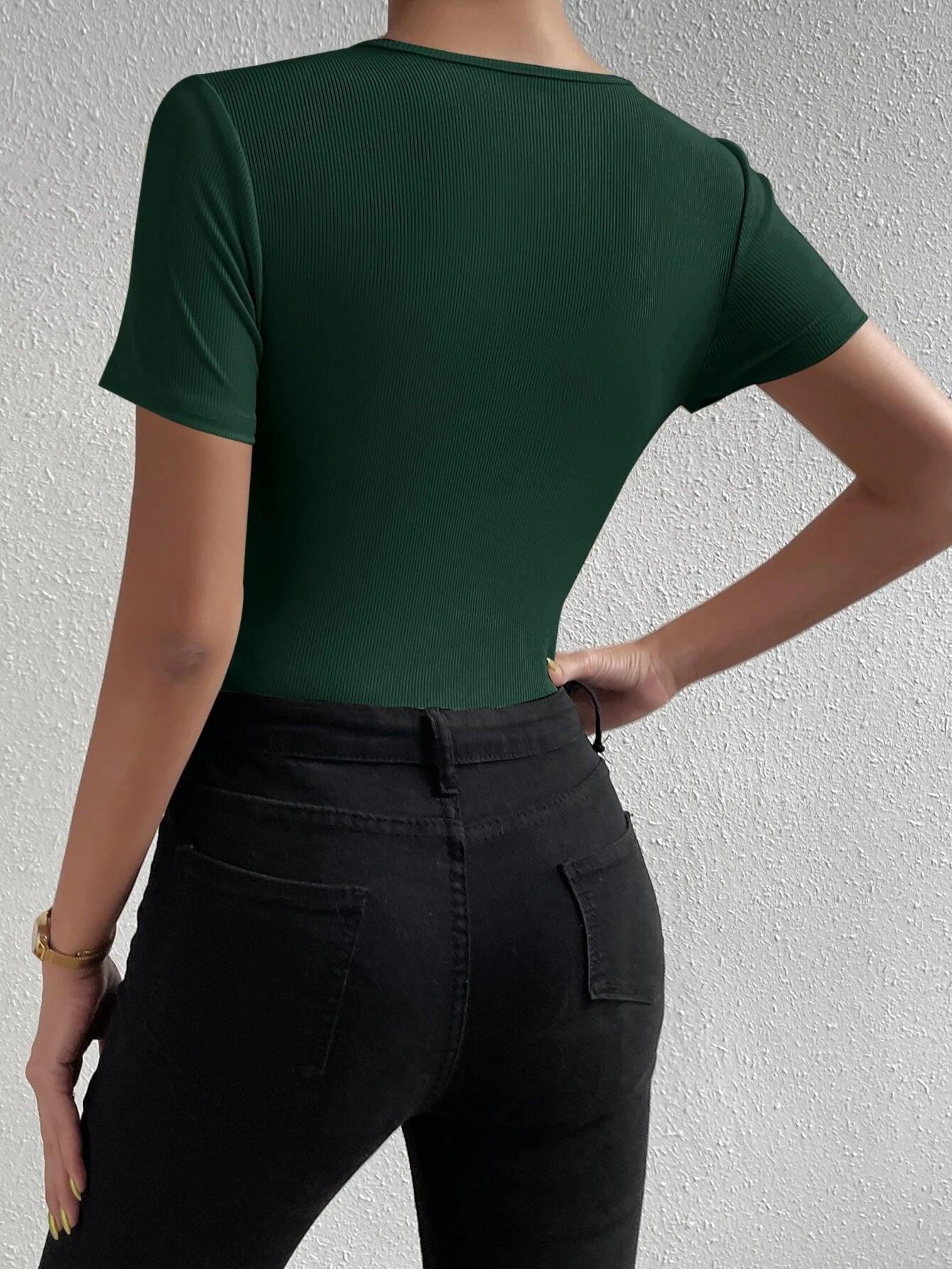 Solid Ribbed Knit Bodysuits-Comfy Jumpsuits