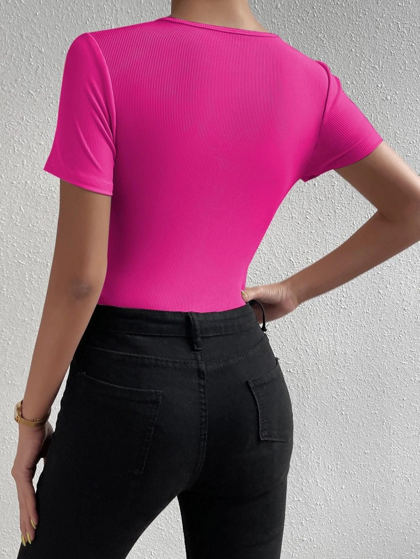 Solid Ribbed Knit Bodysuits-Comfy Jumpsuits