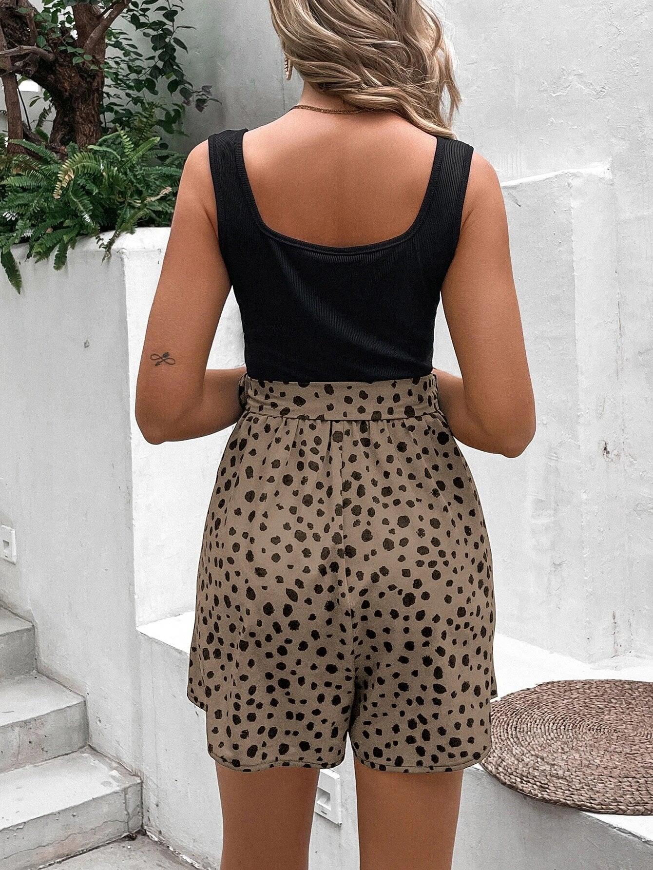 Print Belted Tank Romper-Comfy Jumpsuits