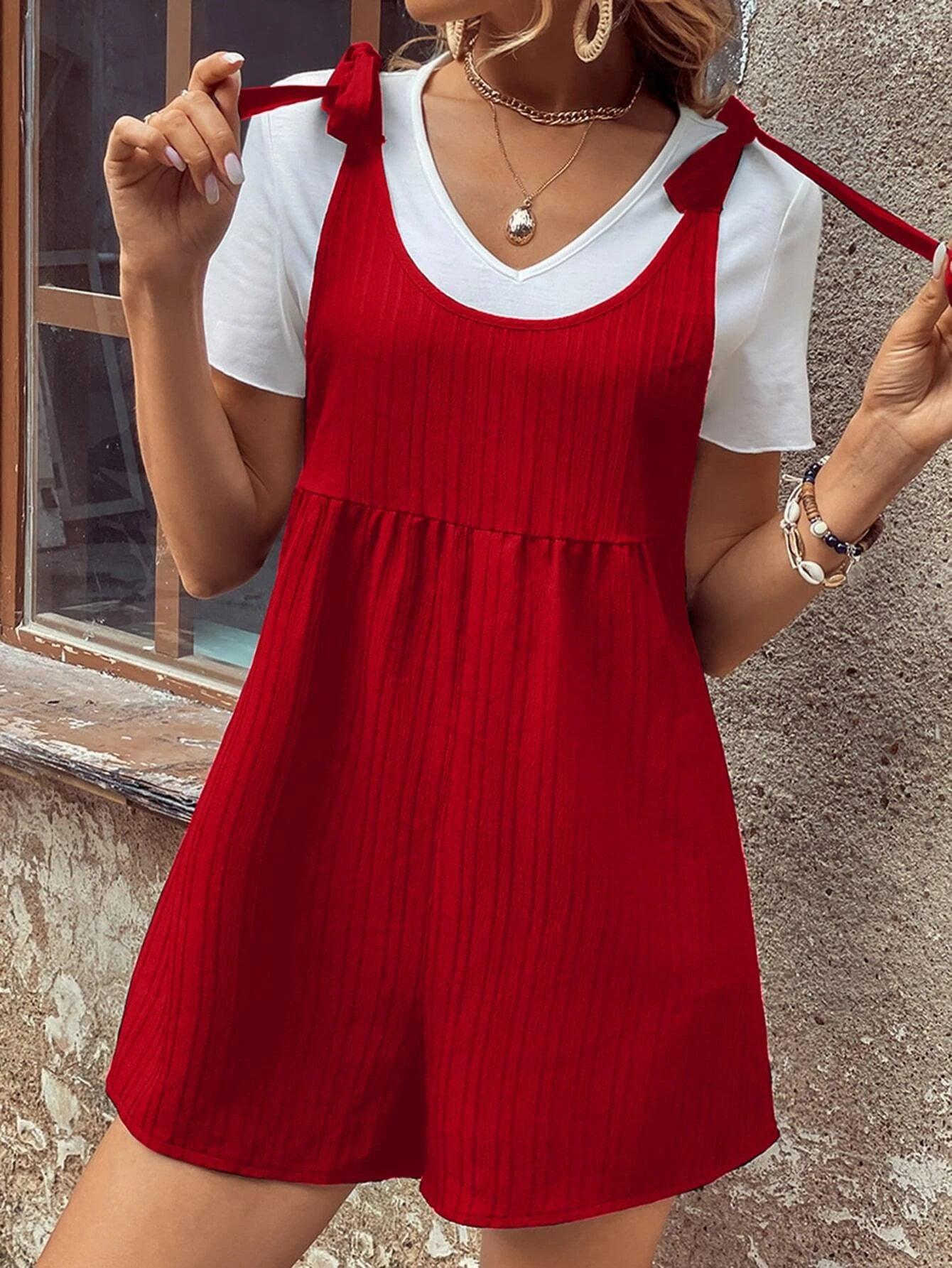 Tie Shoulder Romper Without Tee-Comfy Jumpsuits