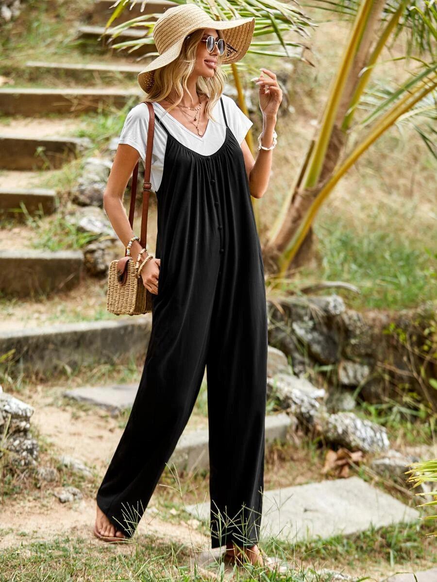 Hidden Pocket Cami Jumpsuit Without Tee-Comfy Jumpsuits