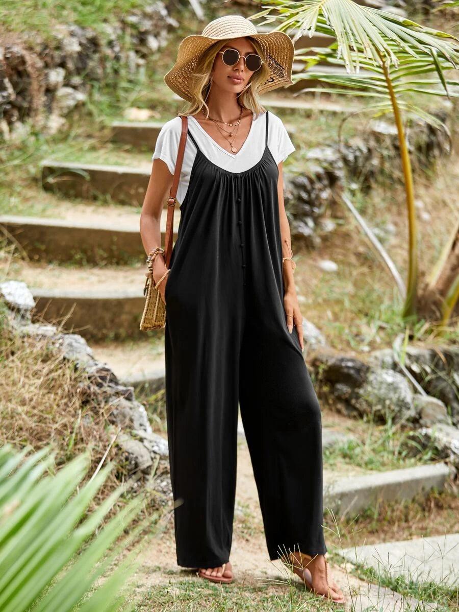 Hidden Pocket Cami Jumpsuit Without Tee-Comfy Jumpsuits