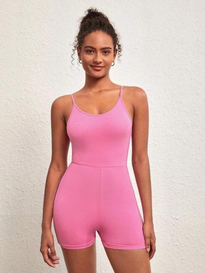 Solid colored Sleeveless Romper-Comfy Jumpsuits