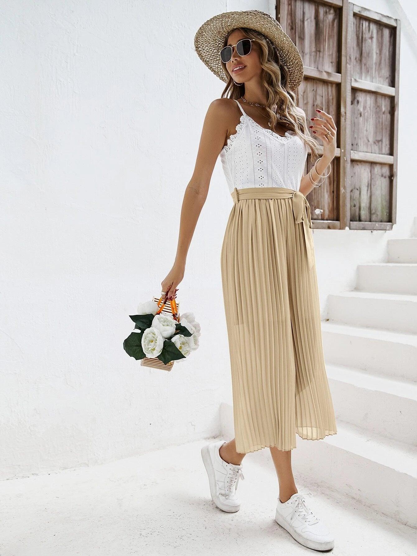 Two-Tone Wide Leg Cami Jumpsuit-Comfy Jumpsuits