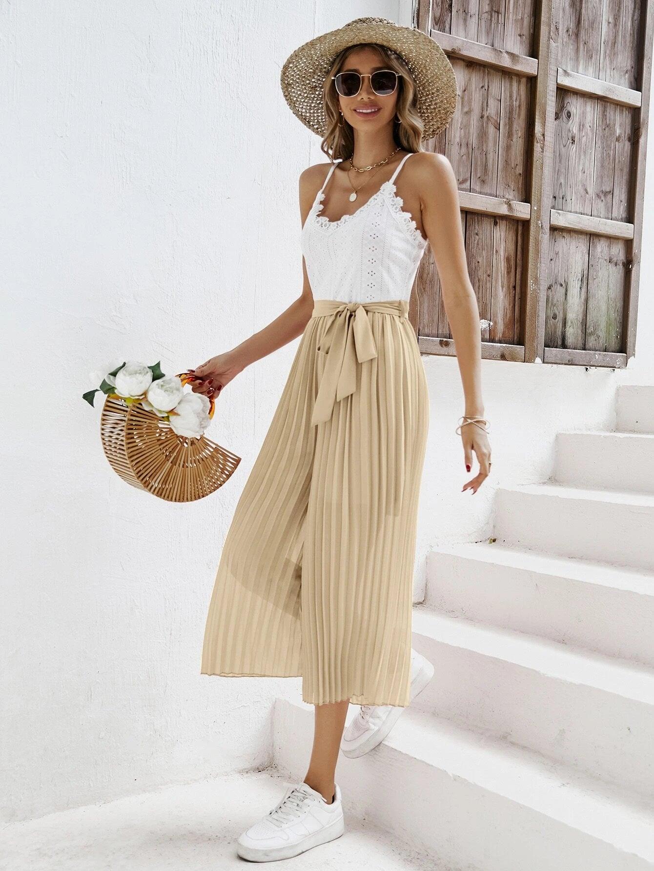 Two-Tone Wide Leg Cami Jumpsuit-Comfy Jumpsuits