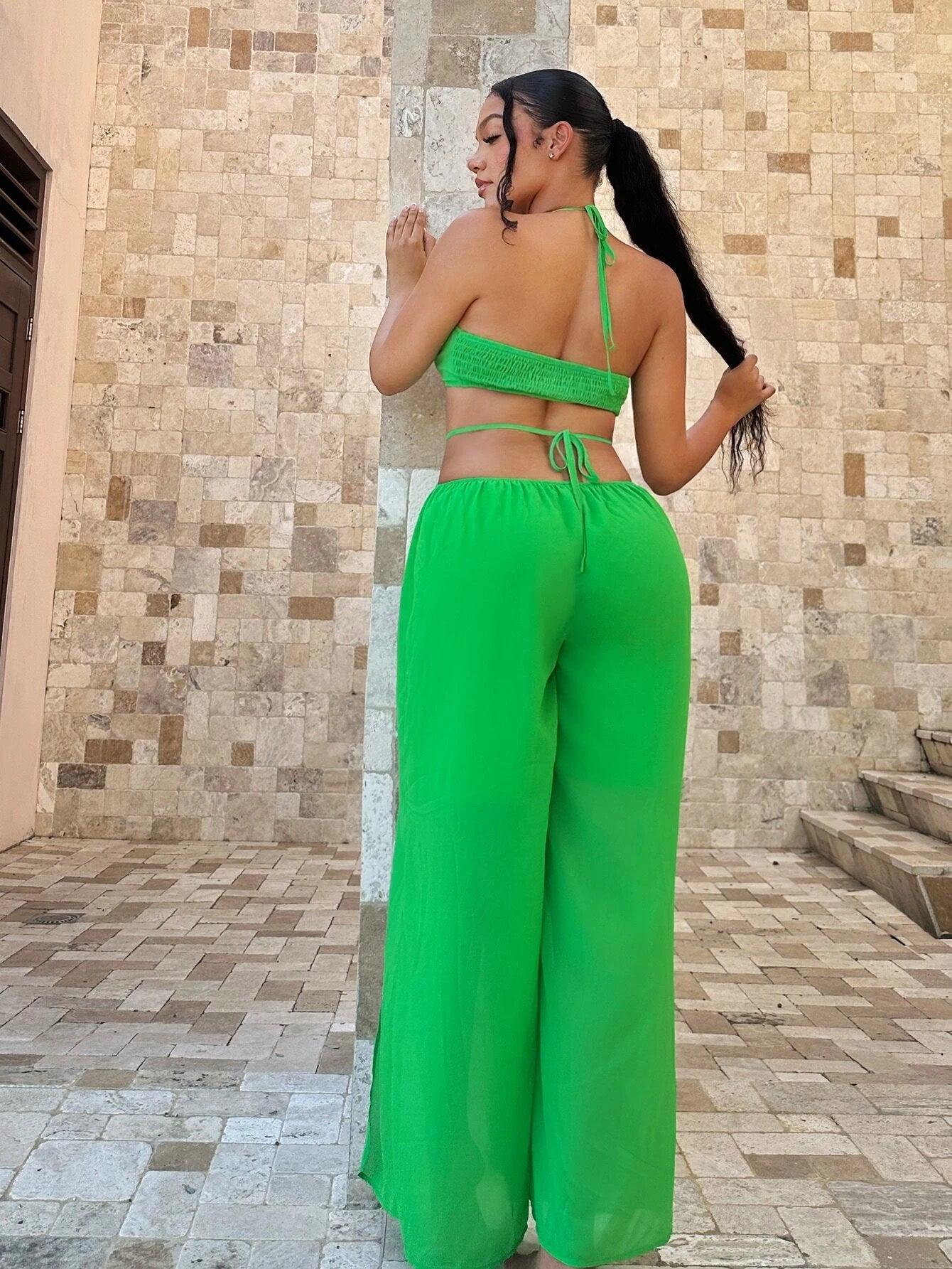 Backless Tie Halter Neck Jumpsuit-Comfy Jumpsuits