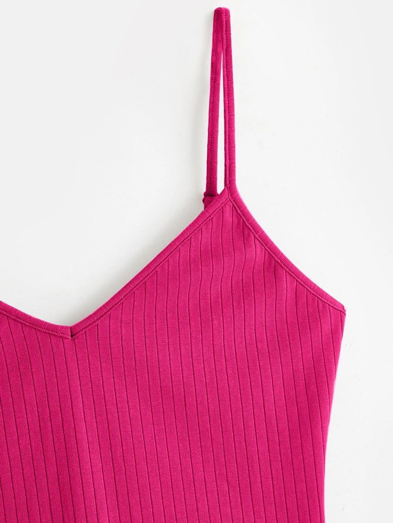 Cotton Solid Colored Cami Bodysuit-Comfy Jumpsuits