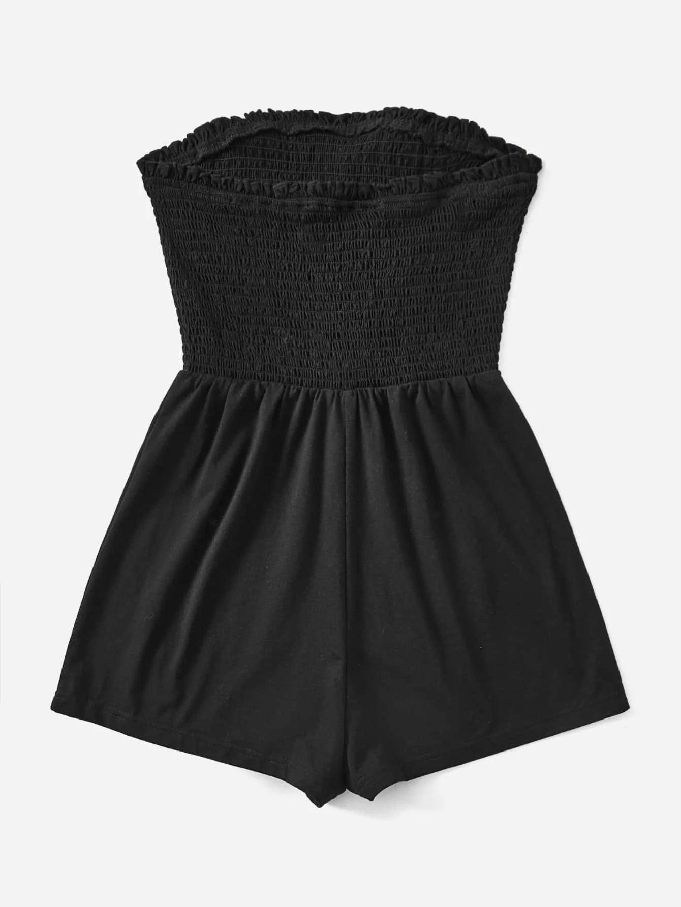 Frill Trim Tube Romper-Comfy Jumpsuits