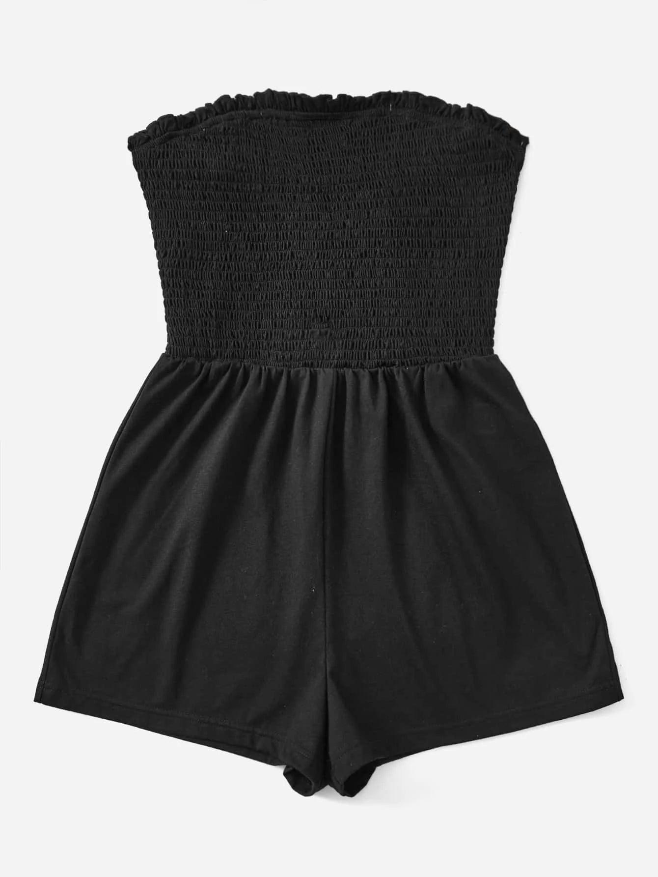 Frill Trim Tube Romper-Comfy Jumpsuits