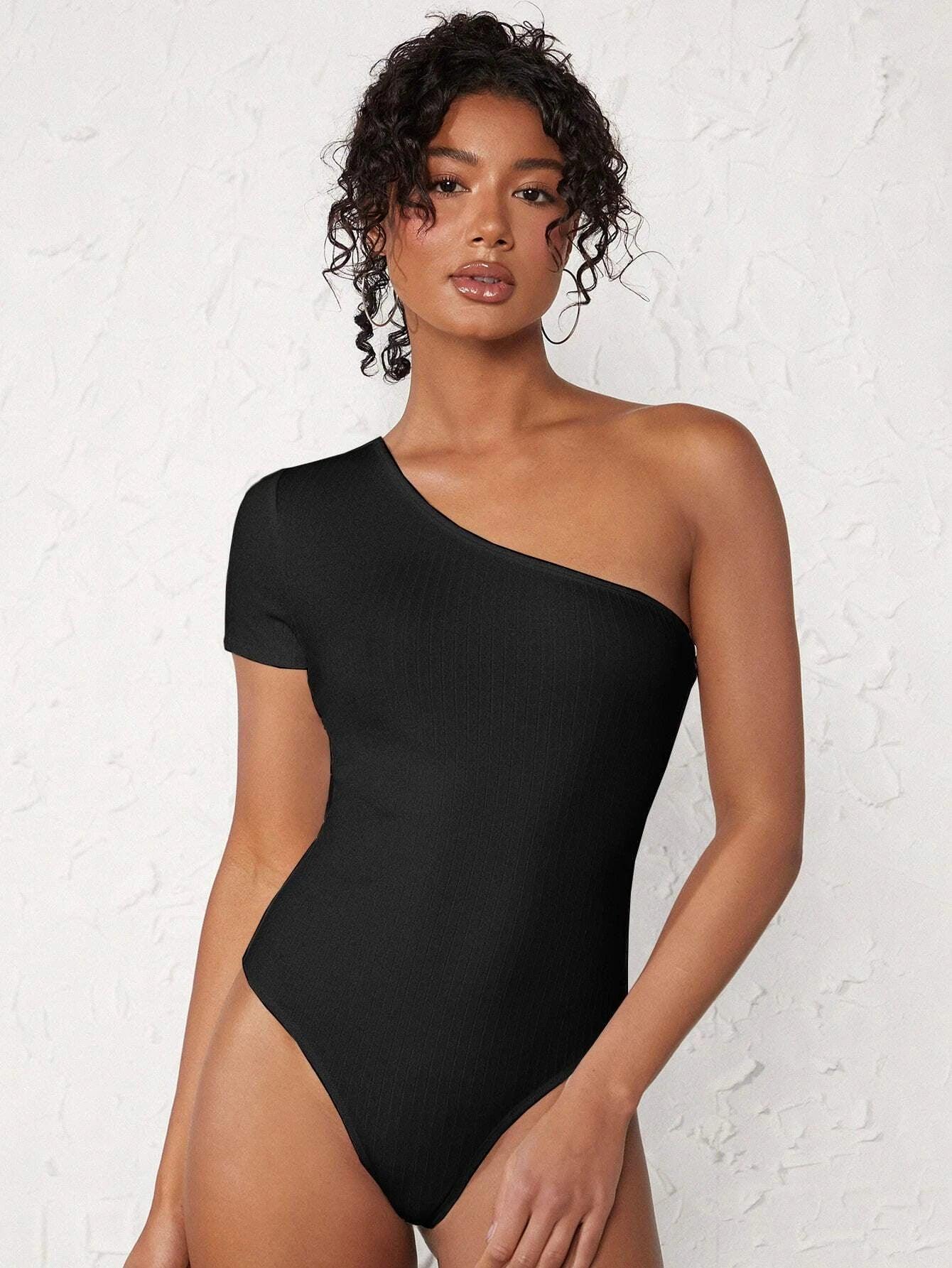 Casual Ribbed Knit Bodysuit-Comfy Jumpsuits