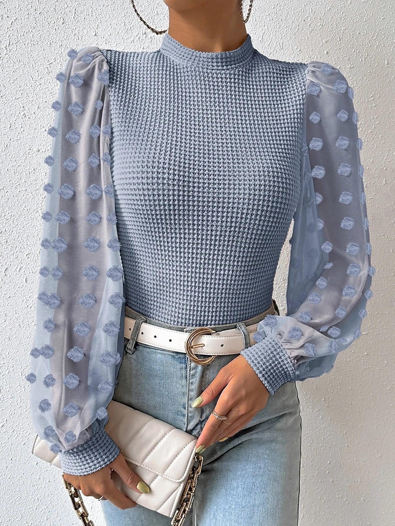 Mock Neck Waffle Knit Bodysuit-Comfy Jumpsuits