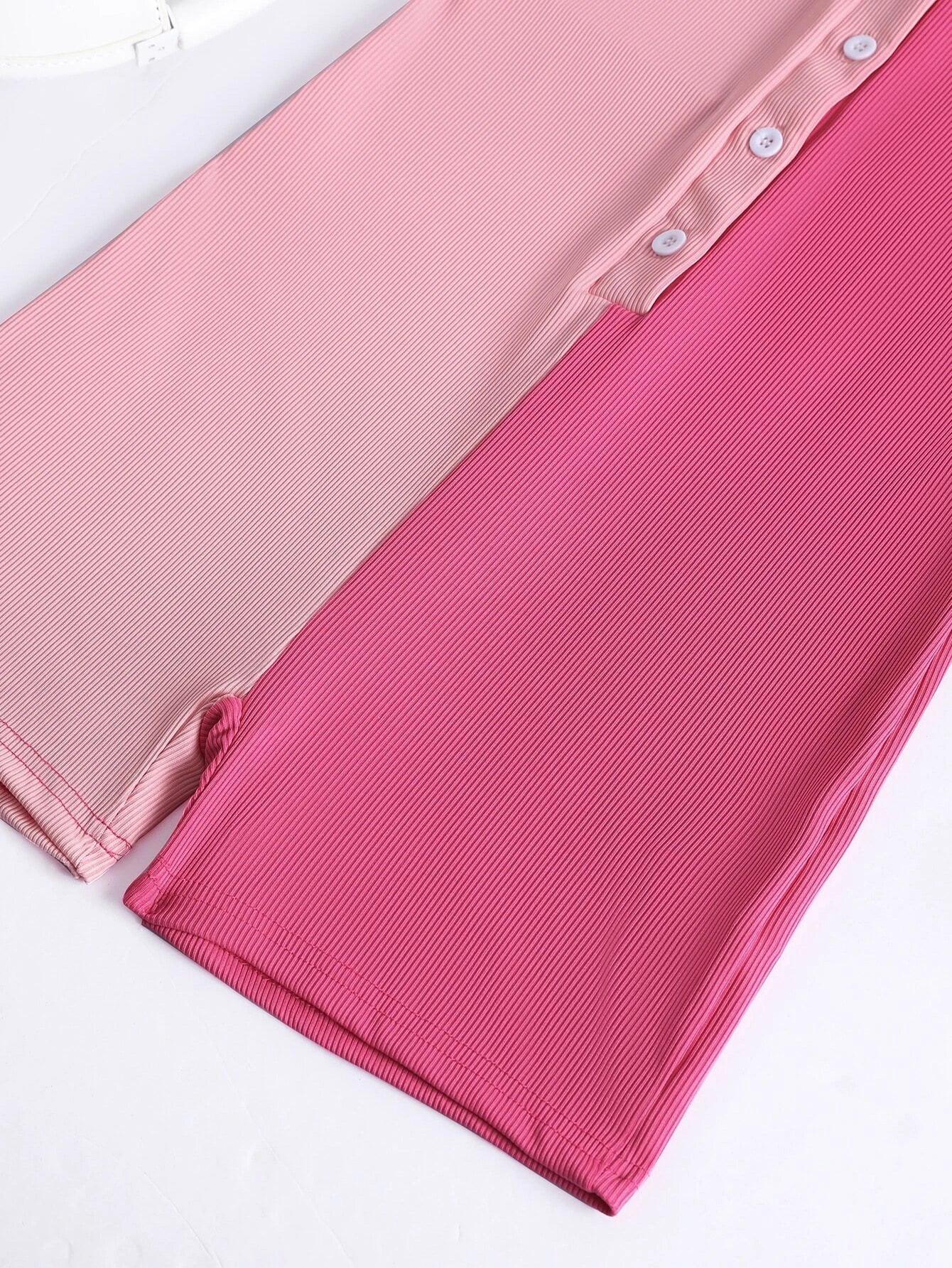 Two Tone Button Front Unitard Romper-Comfy Jumpsuits