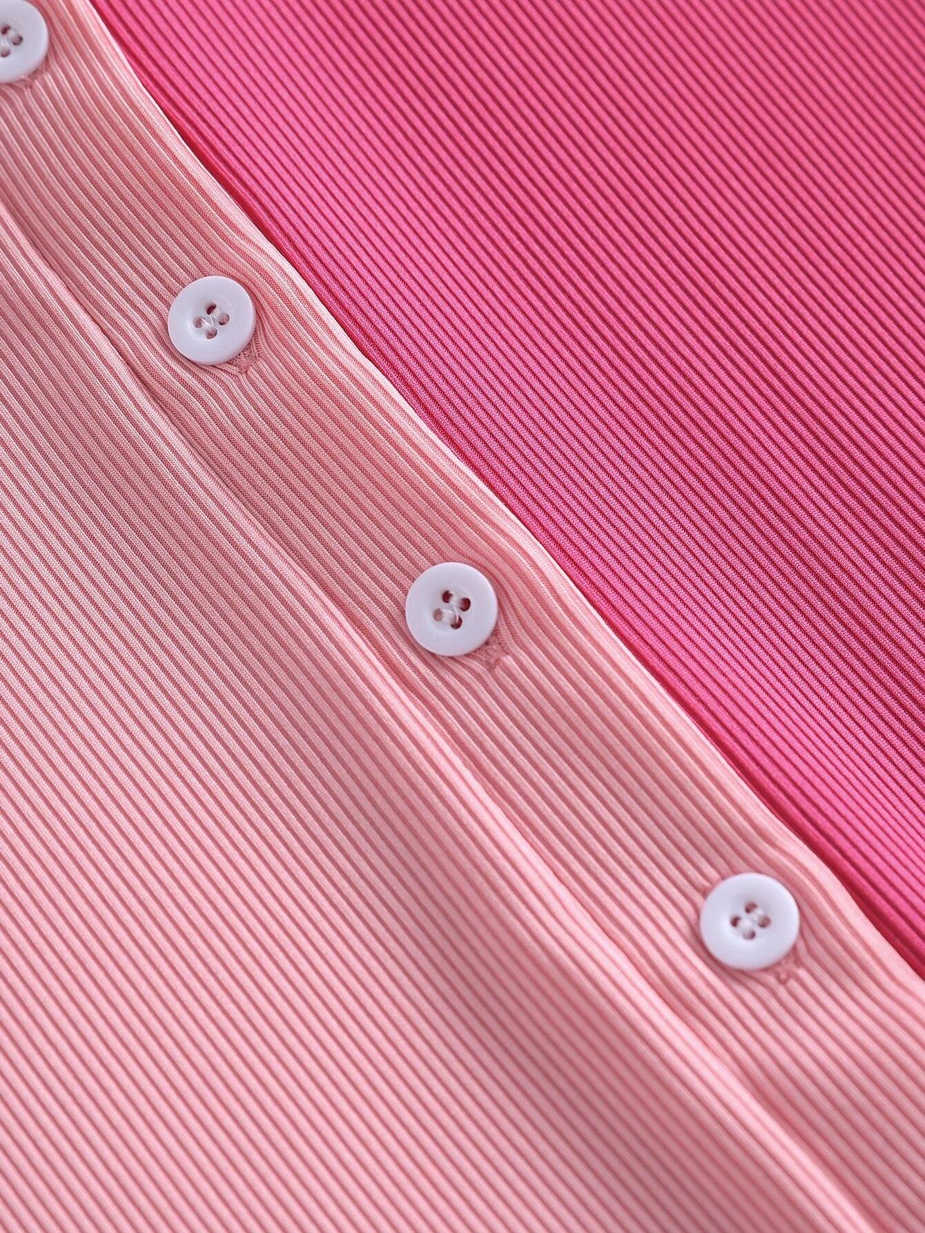 Two Tone Button Front Unitard Romper-Comfy Jumpsuits