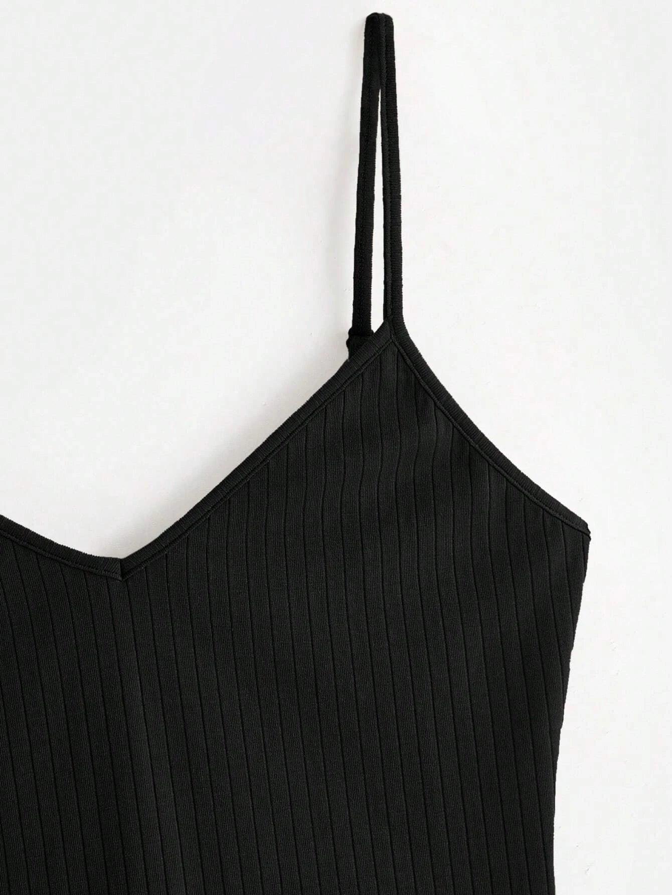 Cotton Solid Colored Cami Bodysuit-Comfy Jumpsuits