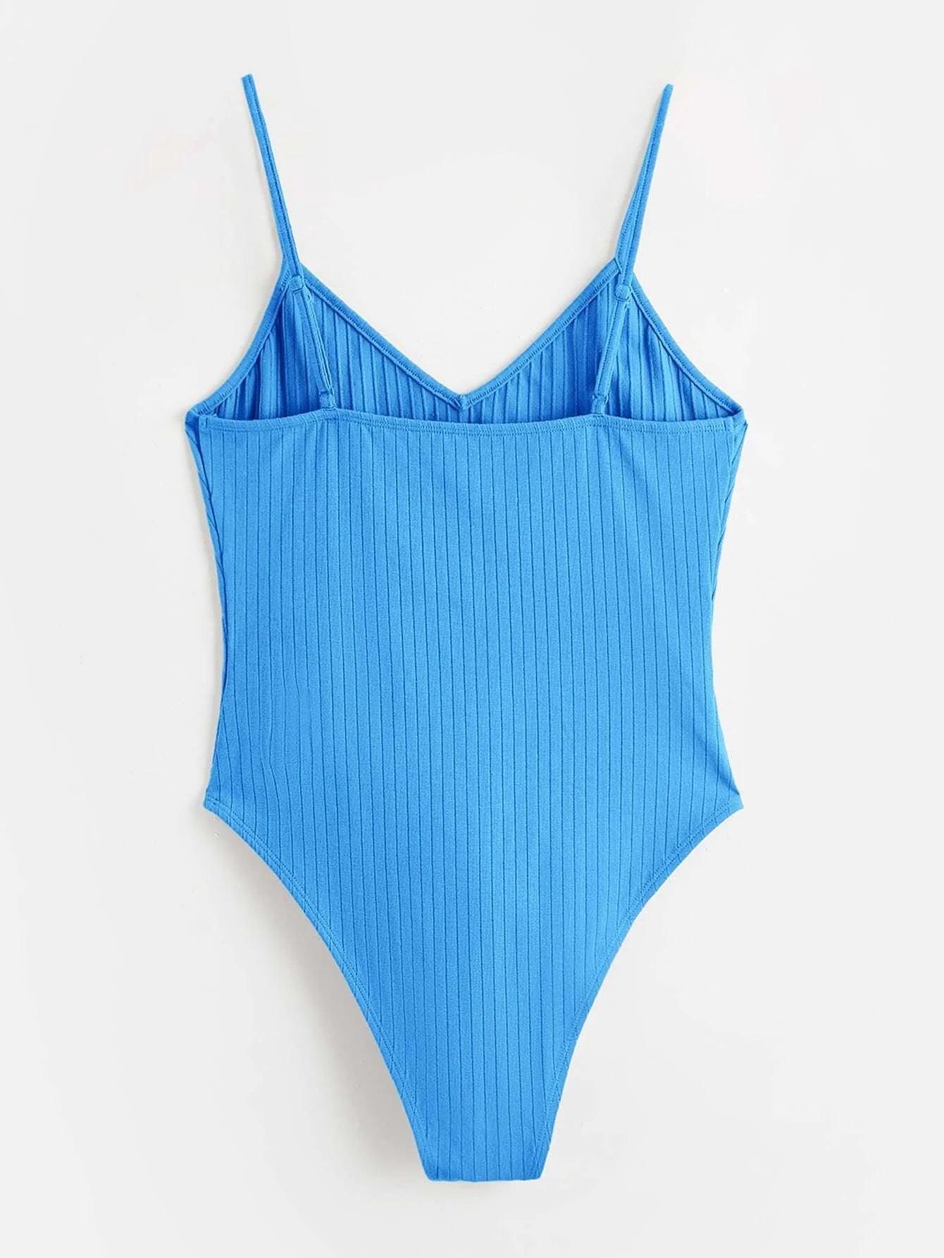 Cotton Solid Colored Cami Bodysuit-Comfy Jumpsuits