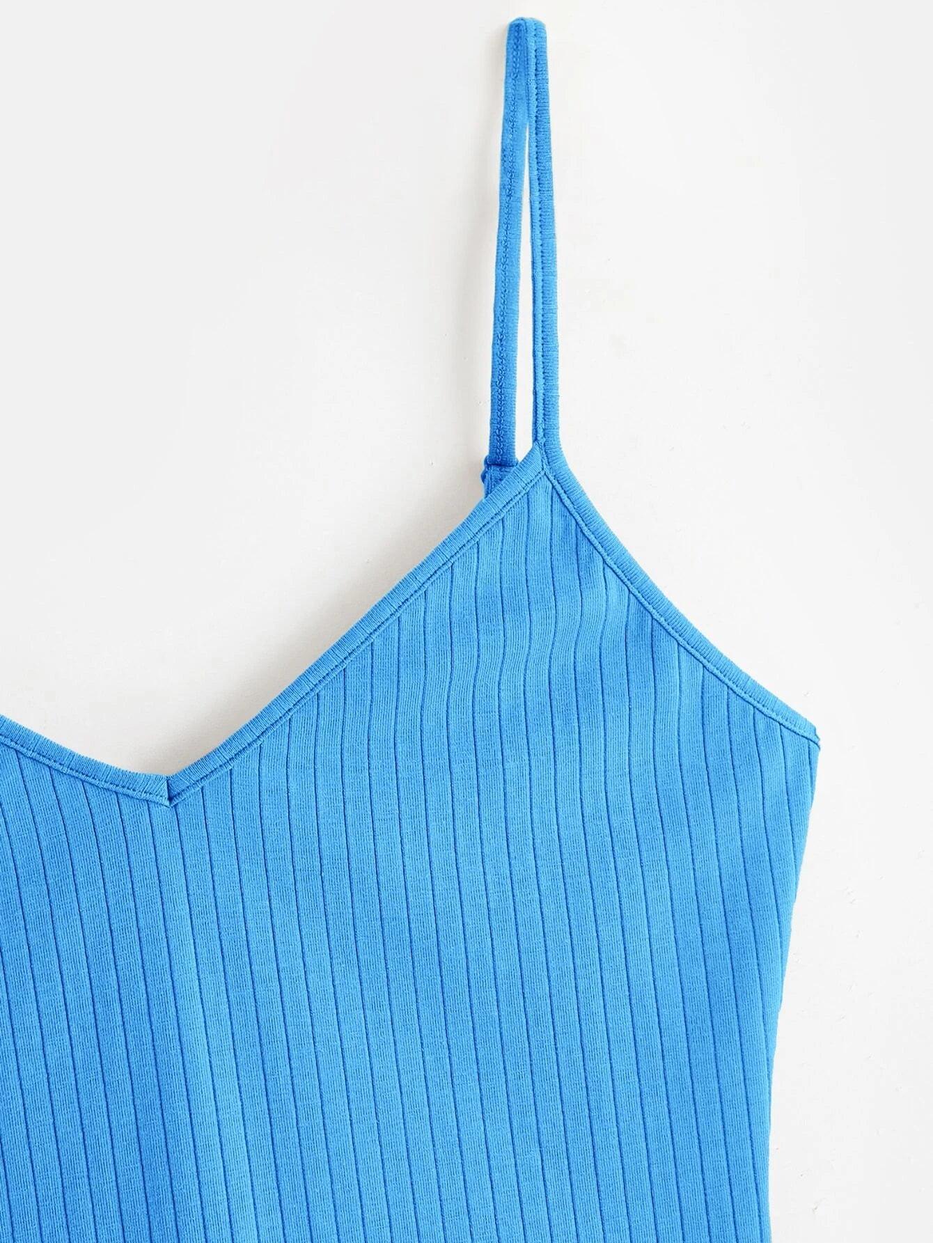 Cotton Solid Colored Cami Bodysuit-Comfy Jumpsuits