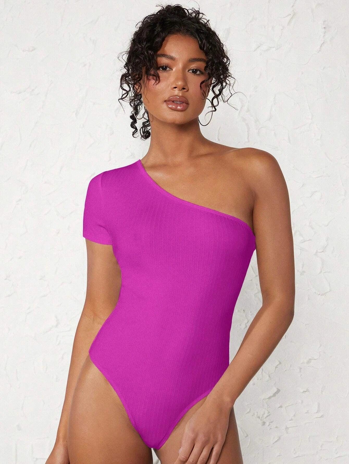 Casual Ribbed Knit Bodysuit-Comfy Jumpsuits