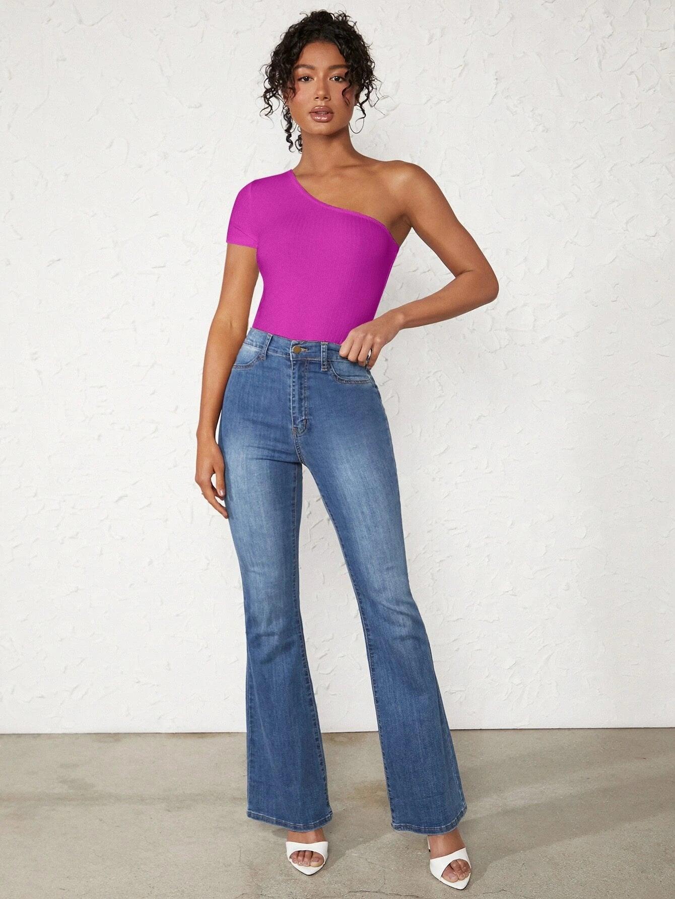 Casual Ribbed Knit Bodysuit-Comfy Jumpsuits