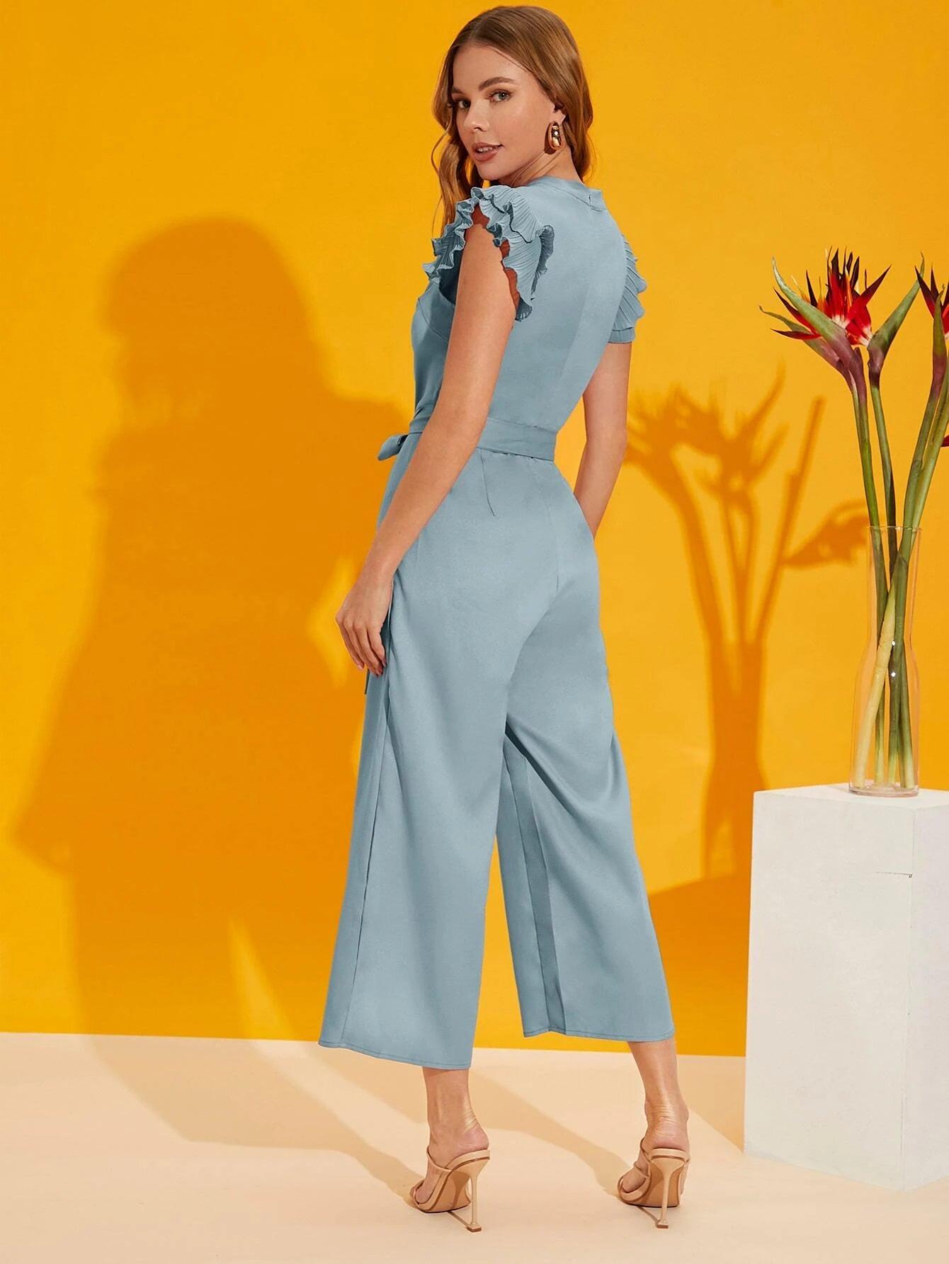 Butterfly Sleeved Jumpsuit-Comfy Jumpsuits