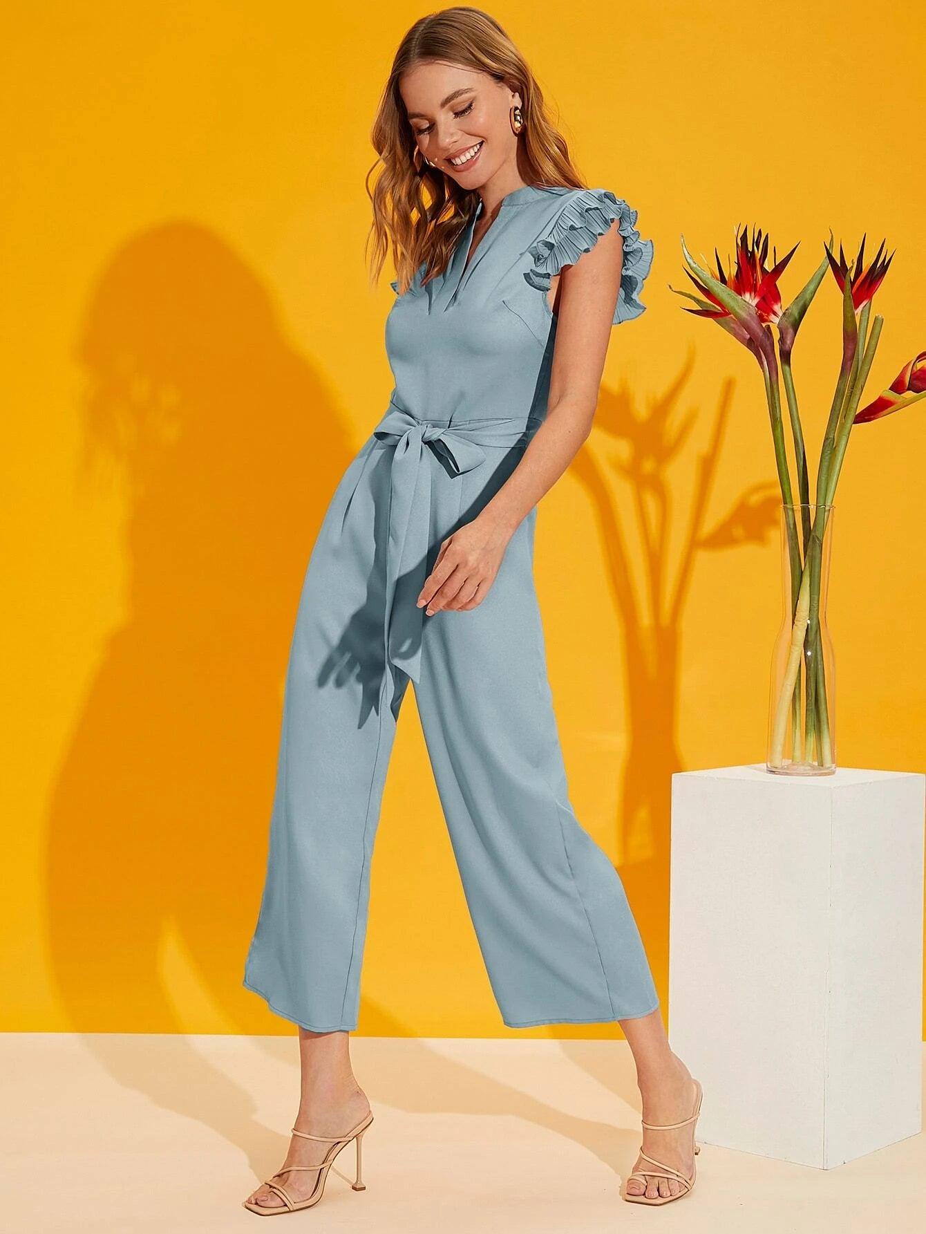 Butterfly Sleeved Jumpsuit-Comfy Jumpsuits