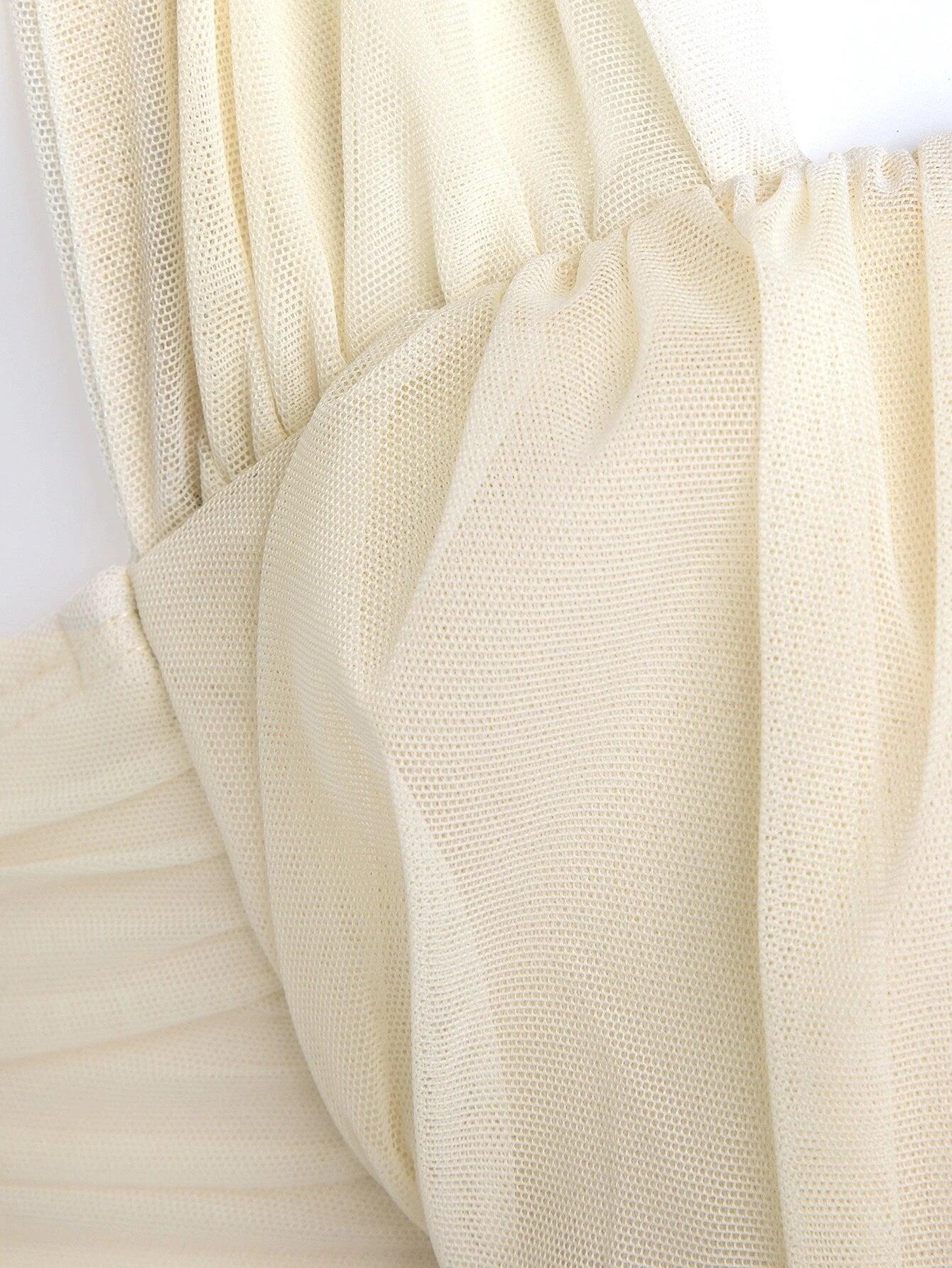 Tie Shoulder Mesh Cami Bodysuit-Comfy Jumpsuits